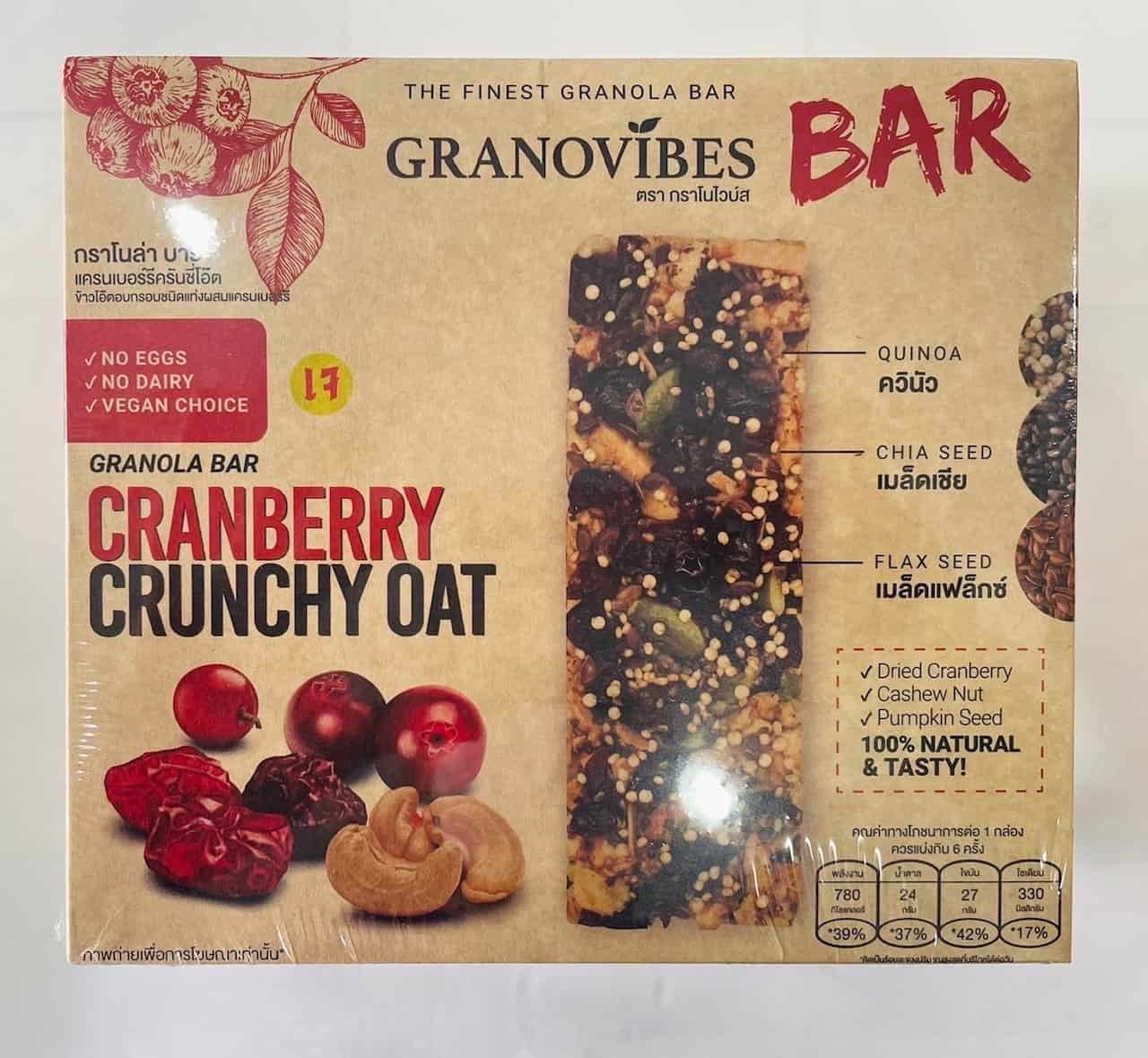 Granola Vibes Cranberry Crunchy Oat Bar 6 x 28g