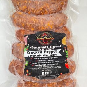 Smokey Mountain Cracked Pepper & Worcestershire Sauce Beef Sausages 500g