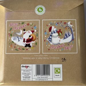Christmas Cards - Kraft Santa & Snowman - Square - 5 x 2 Pack