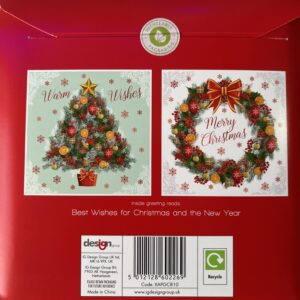 Christmas Cards - Tree & Wreath - Square - 5 x 2 Pack
